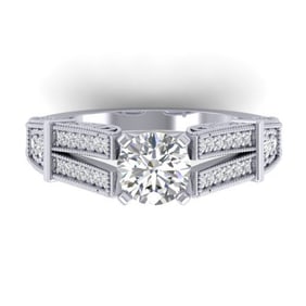 1.5 ctw Certified VS/SI Diamond Solitaire Art Deco Ring 14k White Gold