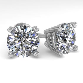 4 ctw Certified VS/SI Diamond Stud Earrings 18K White Gold