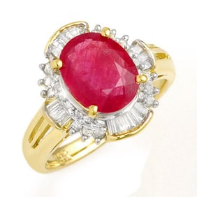 3.83 ctw Ruby & Diamond Ring 14k Yellow Gold