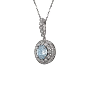 3.82 ctw Aquamarine & Diamond Victorian Necklace 14K White Gold