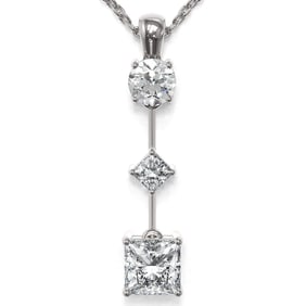 1.16 ctw Princess Cut Diamond Necklace 18K White Gold