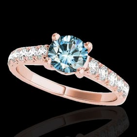 1.55 ctw SI Certified Fancy Blue Diamond Solitaire Ring 10k Rose Gold