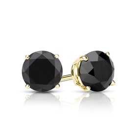 Natural 1.50 CTW Black Diamond Stud Earrings 18K Yellow Gold