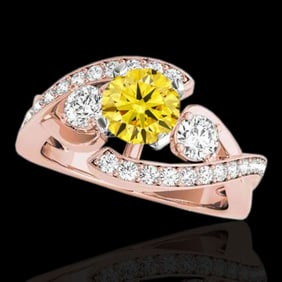 2.26 ctw Certified SI Intense Yellow Diamond Bypass Ring 10k Rose Gold