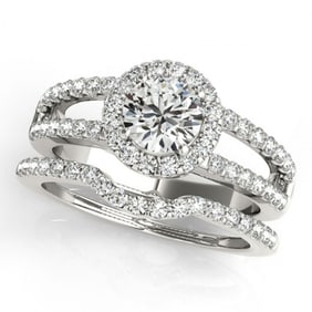 1.51 ctw Certified VS/SI Diamond 2pc Wedding Set Halo 14k White Gold