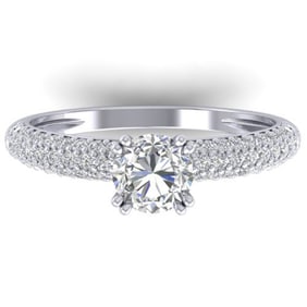 1.4 ctw Certified VS/SI Diamond Art Deco Micro Ring 14k White Gold