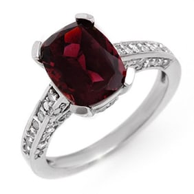 3.50 ctw Pink Tourmaline & Diamond Ring 10k White Gold