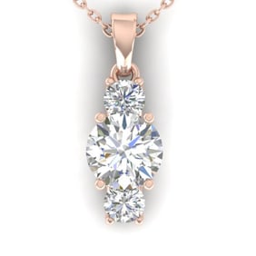 1.5 ctw Certified VS/SI Diamond Art Deco Stud Necklace 14k Rose Gold
