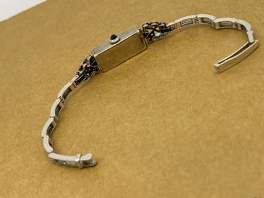 An Art-Deco 9K Gold, Silver, Marcasite