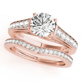 1.45 ctw Certified VS/SI Diamond 2pc Wedding Set 14k Rose Gold