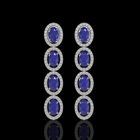 6.47 ctw Sapphire & Diamond Micro Pave Halo Earrings 10k White Gold