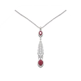 5.72 ctw Ruby & Diamond Necklace 18K White Gold