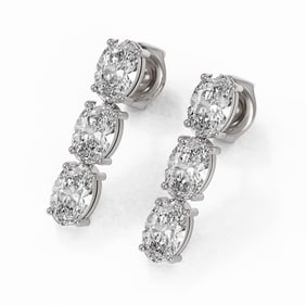 2 ctw Oval Cut Diamond Designer Earrings 18K White Gold