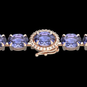 19.25 ctw Tanzanite & Diamond Eternity Micro Bracelet 14k Rose Gold