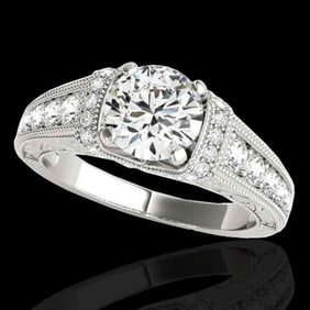 1.75 ctw Certified Diamond Solitaire Antique Ring 10k White Gold