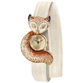 Stylish Watch Yellow Gold White Diamonds