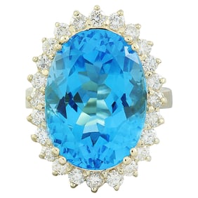 Topaz Diamond Ring 14K Yellow Gold