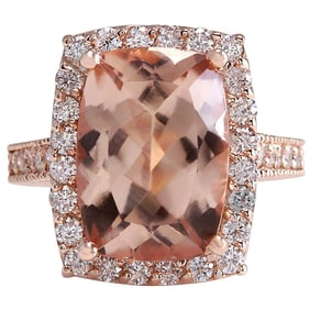 Morganite Diamond Ring 14K Rose Gold