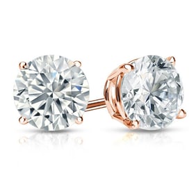 Natural 1.75 CTW Diamond Stud Earrings 18K Rose Gold