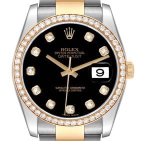 Rolex Datejust Black Dial Steel Yellow