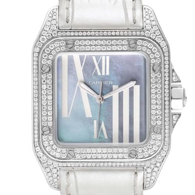 Cartier Santos 100 White Gold Blue