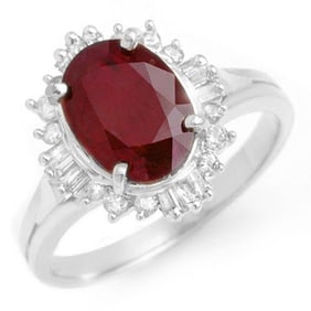 2.55 ctw Ruby & Diamond Ring 18k White Gold