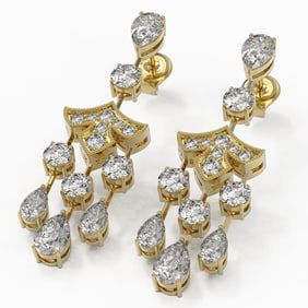 5.5 ctw Pear Cut Diamond Designer Earrings 18K Yellow Gold