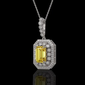 5.82 ctw Canary Citrine & Diamond Victorian Necklace 14K White Gold