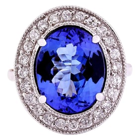 Tanzanite Diamond Ring 14K White Gold