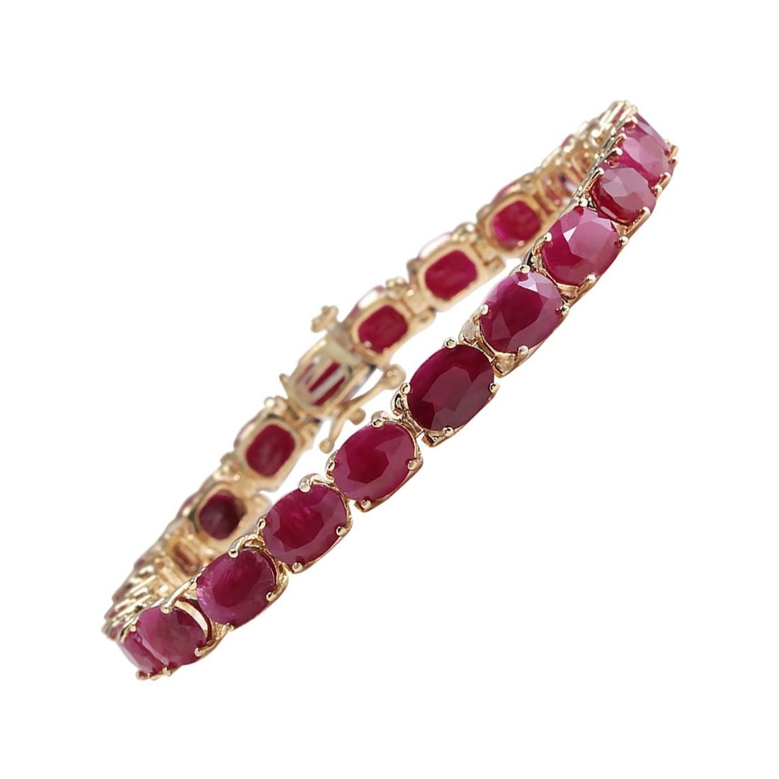 Natural Ruby Bracelet In 14 Karat: Natural Ruby Bracelet In 14 Karat Yellow Gold 30.89 Carat Ruby 14 Karat Yellow Gold Bracelet Stamped: 14K Yellow Gold Total Bracelet Weight: 14.0 Grams Bracelet Length: 7 Inches Bracelet Width: 6.00 m