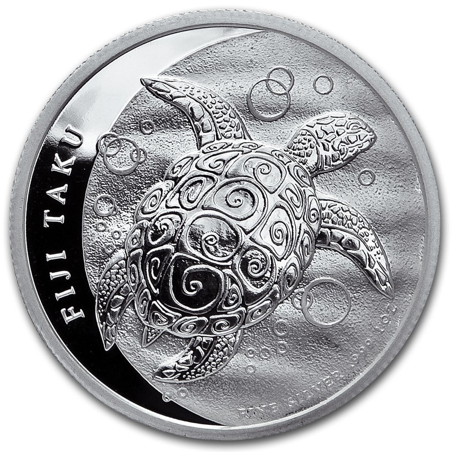 2013 Fiji 1 oz Silver $2: 2013 Fiji 1 oz Silver $2 Taku BU SKU no: RBJ74280;Year: 2013;Grade: Brilliant Unc;Grade Service: None;Denomination: $2;Mint Mark: Not Shown;Metal Content: 1 troy oz;Purity: .999;Thickness: 2.3 mm;Diam