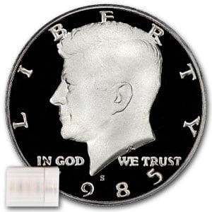 1985-S Kennedy Half Dollar 20-Coin Roll: 1985-S Kennedy Half Dollar 20-Coin Roll Proof SKU no: RBJ26785;Year: 1985;Grade: Gem Proof;Grade Service: None;Denomination: 50 Cents;Mint Mark: S - San Francisco;Metal Content: 0 troy oz;Purity: N/A;