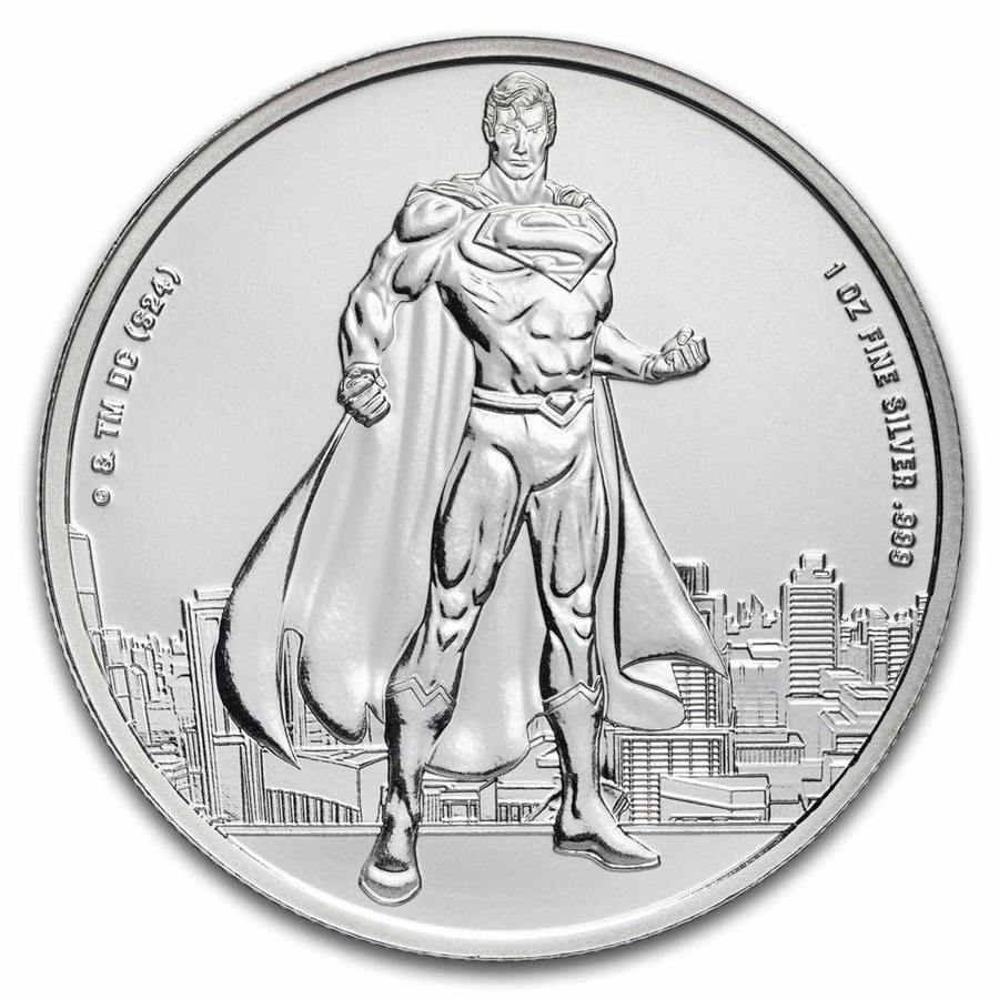 2024 Samoa 1 oz Silver DC: 2024 Samoa 1 oz Silver DC Comics Superman BU SKU no: RBJ293747;Year: 2024;Grade: Brilliant Unc;Grade Service: None;Denomination: 5 Dollars;Mint Mark: Not Shown;Metal Content: 1 troy oz;Purity: .999;Di