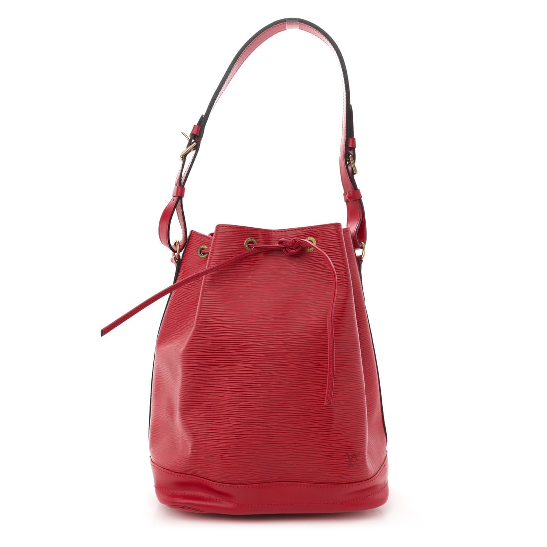 Louis Vuitton Epi Noe Castillan Red: Louis Vuitton Epi Noe Castillan Red Brand: LOUIS VUITTON Condition: Shows Wear Condition Details: Exterior: Corner wear, scuffs, structure wear, Interior: Liquid marks, surface wear, marks, Hardware: