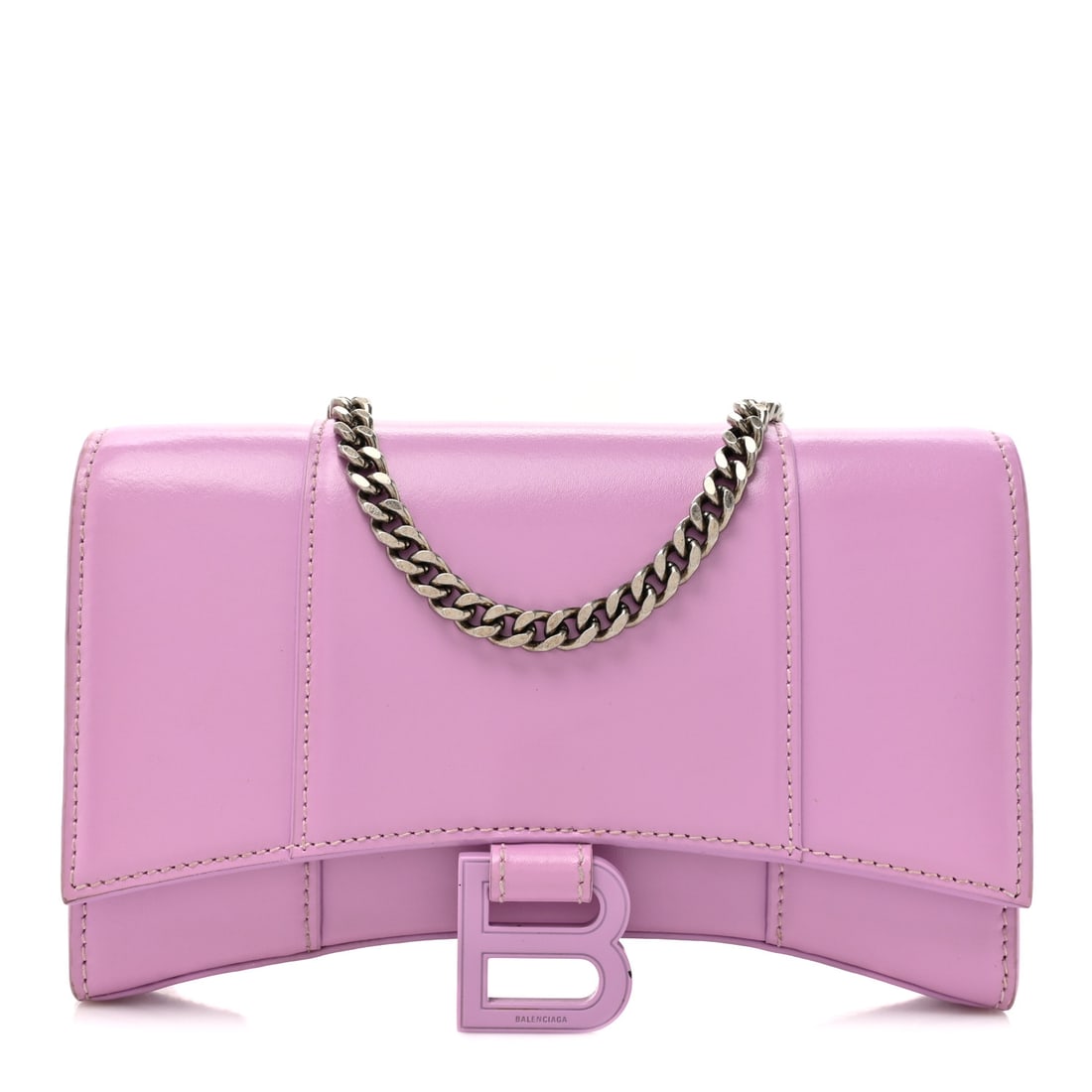 Balenciaga Shiny Box Calfskin Tonal B: Balenciaga Shiny Box Calfskin Tonal B Hourglass Chain Bag Liliac Brand: BALENCIAGA Condition: Shows Wear Condition Details: Exterior: Scuffs, edge wear, Hardware: Scratch(es), Interior: Marks, , Dust