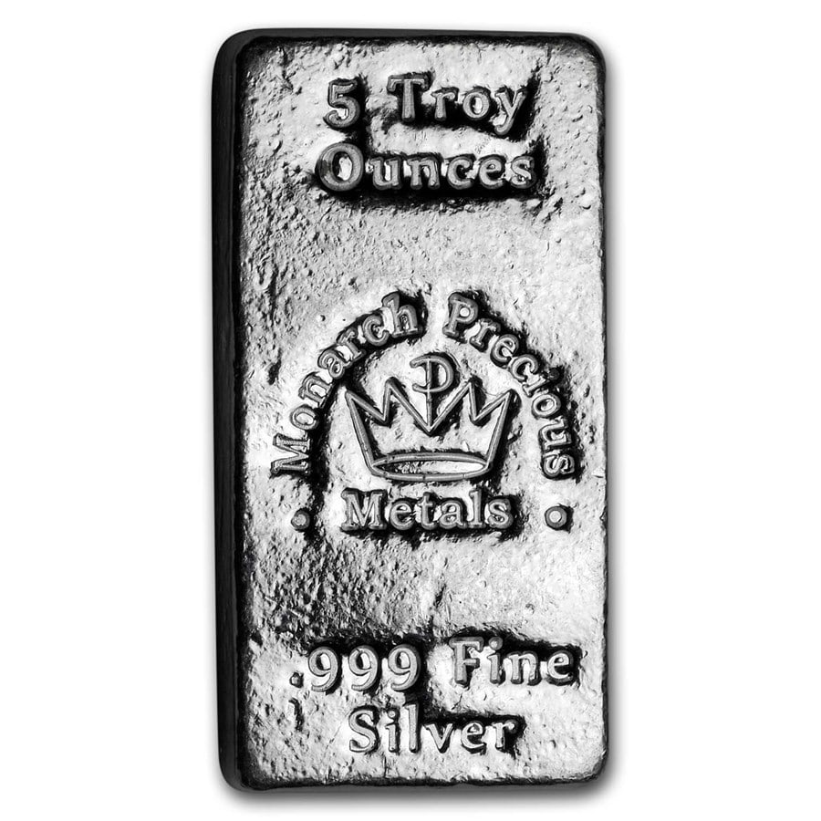 5 oz Hand Poured Silver Bar: 5 oz Hand Poured Silver Bar - MPM SKU no: RBJ190616;Year: N/A;Grade: None;Grade Service: None;Denomination: 5 oz;Mint Mark: N/A - Not Available;Metal Content: 5 troy oz;Purity: .999;Thickness: Varies 