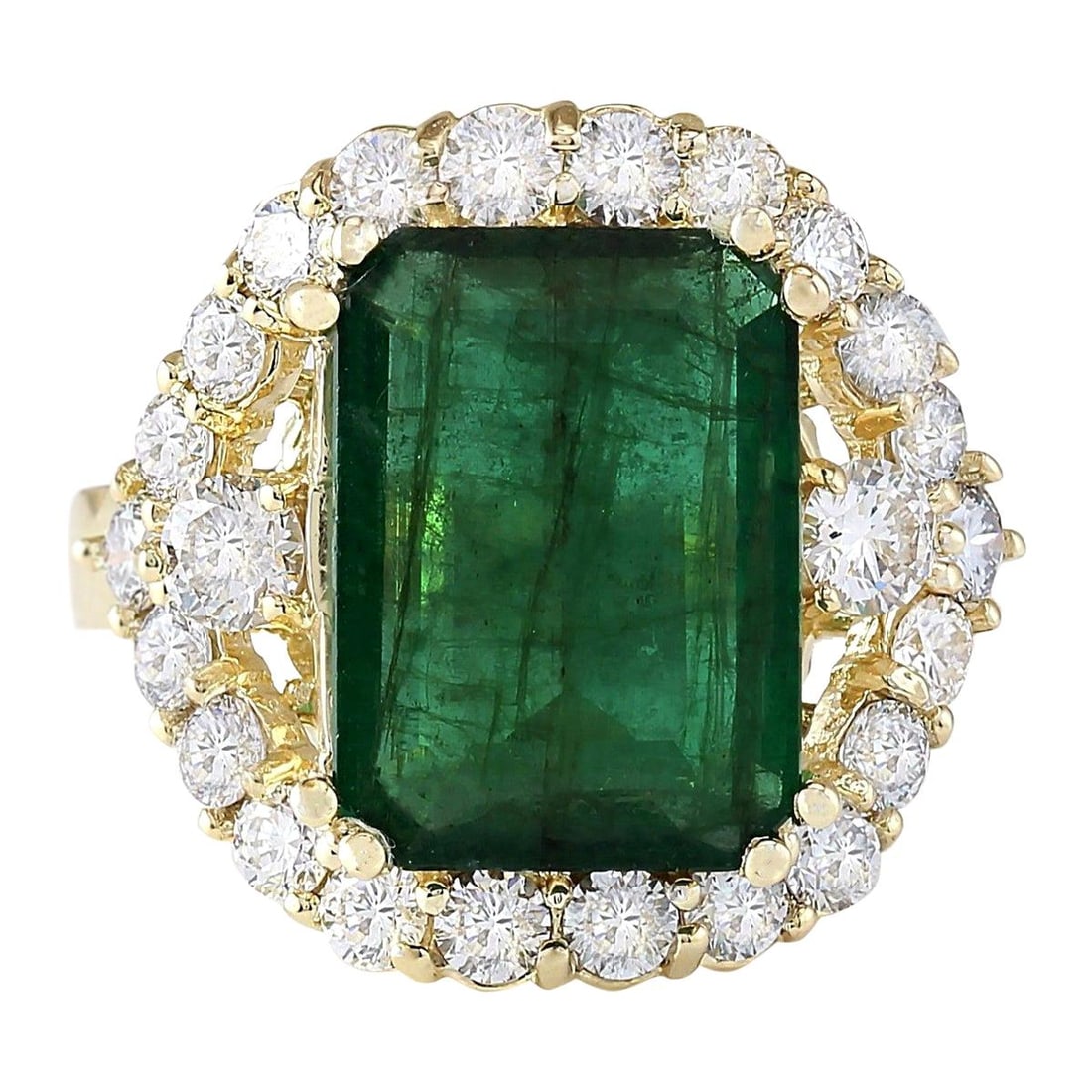 Emerald Diamond Ring 14K Yellow Gold: Natural Emerald Diamond Ring 14K Yellow Gold Ring Size: 7 US, Resizable Metal: 14k Gold, Yellow Gold Stone: Diamond, Emerald Stone Cut: Emerald Cut Place of Origin: United States Period: 2010-