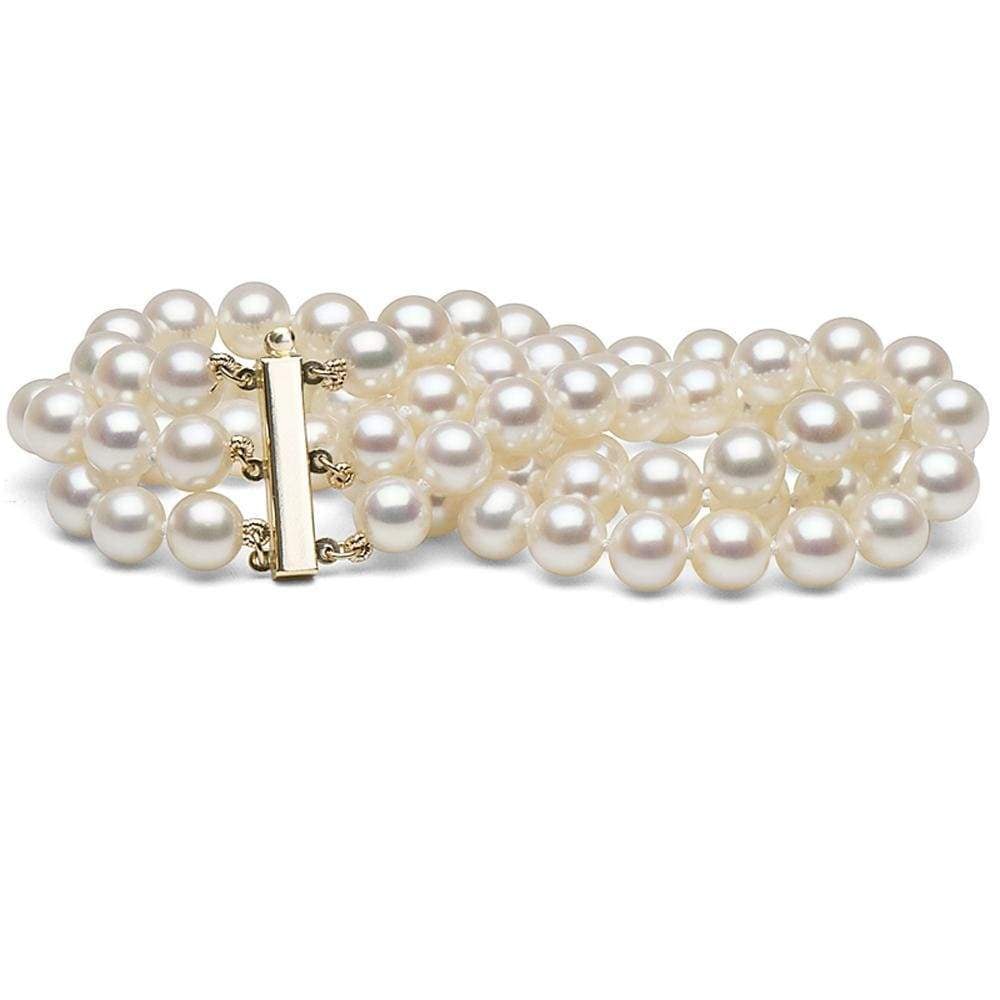 White Freshwater Triple Strand Pearl Bracelet, 7.5-8.0mm: White Freshwater Triple Strand Pearl Bracelet, 7.5-8.0mm AA+ / 14kt White Gold Guidelines for Bidding We recommend for all bidders to review the LiveAuctioneers bidding FAQ to learn about the auction
