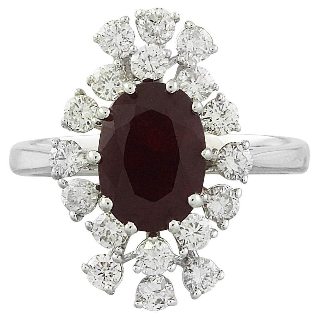 Exquisite Natural Ruby Diamond Ring In: Exquisite Natural Ruby Diamond Ring In 14K Solid White Gold Introducing our exquisite 3.21 Carat Natural Ruby 14K Solid White Gold Diamond Ring, a true embodiment of sophistication and allure. This di