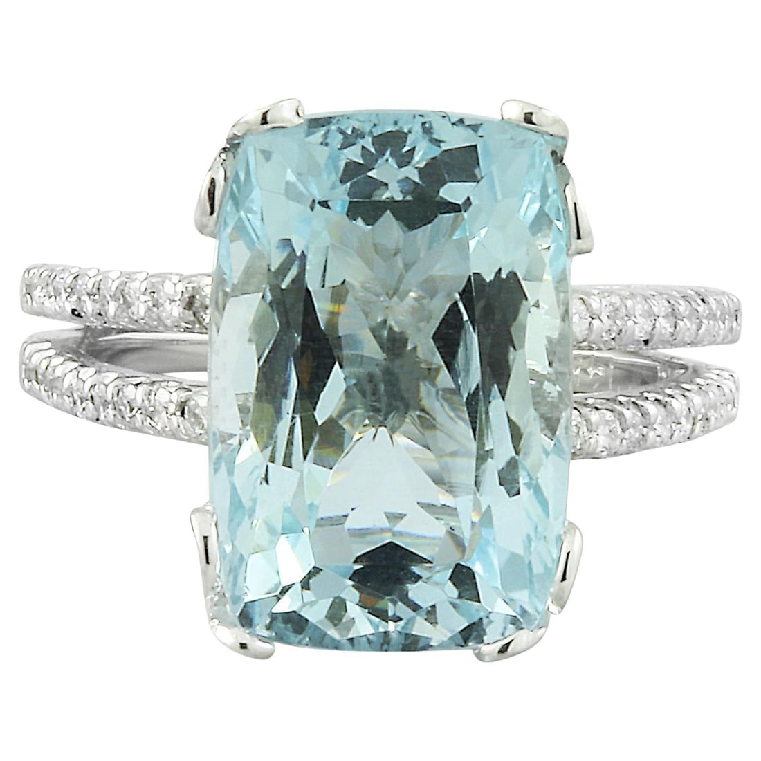 Dazzling Natural Aquamarine Diamond Ring In: Dazzling Natural Aquamarine Diamond Ring In 14K White Gold Elevate your style with our exquisite 8.60 Carat Aquamarine 14K White Gold Diamond Ring. This stunning piece bears the hallmark 14K stamp, en
