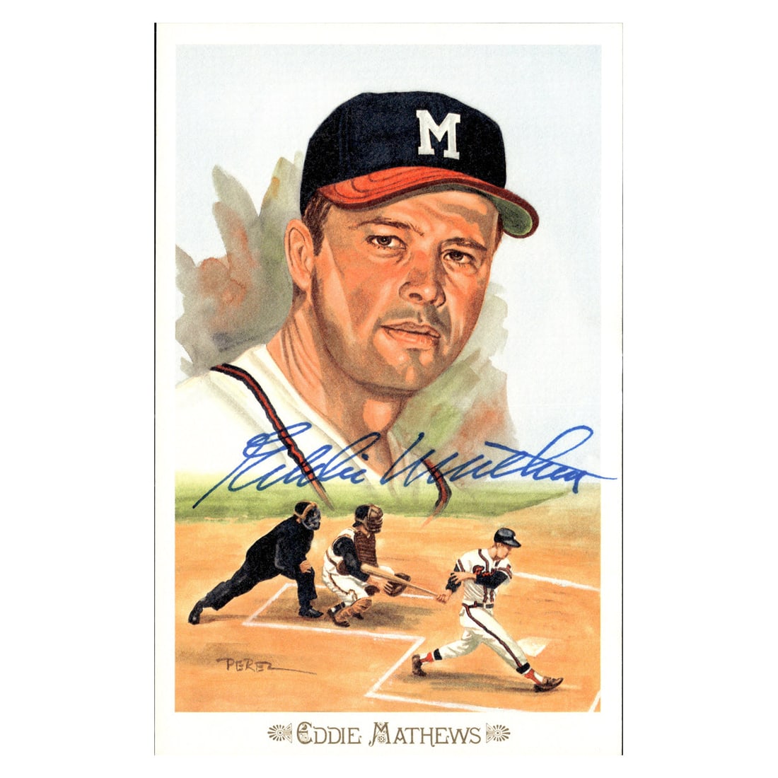 eddie matthews milwaukee braves autographed signed: eddie matthews milwaukee braves autographed signed perez steele 1989 postcard #5669/10000 (JSA COA #ax09840) Eddie Matthews Milwaukee Braves Autographed Signed Perez Steele 1989 Postcard #5669/10000 (