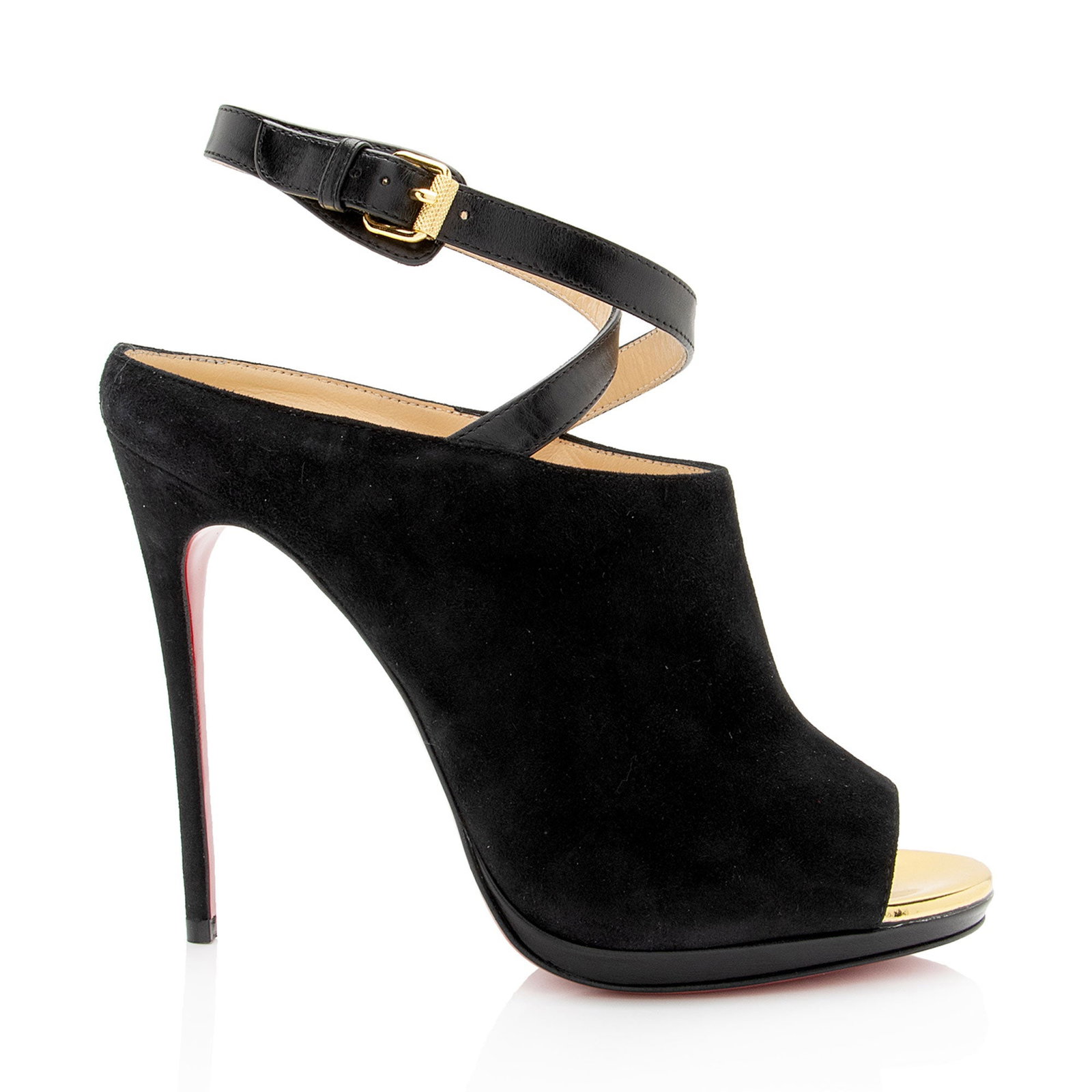 Christian Louboutin Suede Lumir 120 Pumps: Christian Louboutin Suede Lumir 120 Pumps - Size 7 / 37 Condition Quality: Light creasing to upper interior of straps. Please note: Christian Louboutin shoes typically run 1 to 1 1/2 sizes smaller. Al