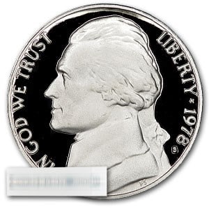 1978-S Jefferson Nickel 40-Coin Roll Proof: 1978-S Jefferson Nickel 40-Coin Roll Proof SKU no: RBJ27419 Year: 1978 Grade: Proof Grade Service: None Denomination: 5 Cents Mint Mark: S - San Francisco Metal Content: 0 troy oz
