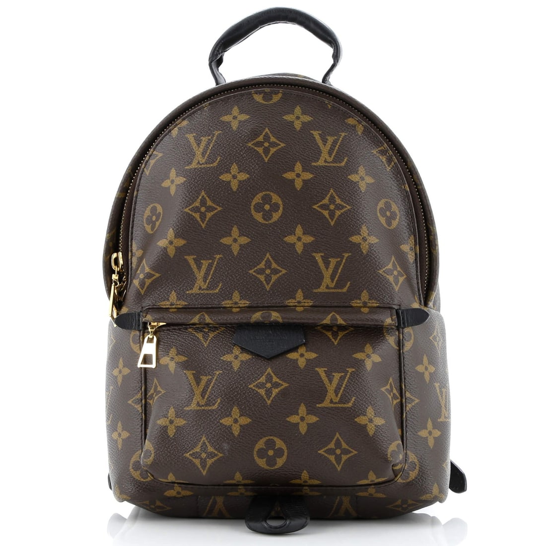 Louis Vuitton Palm Springs Backpack Monogram: Louis Vuitton Palm Springs Backpack Monogram Canvas PM Exterior Color: Brown Interior Color: Black Exterior Material: Canvas Coated Interior Material: Fabric Hardware Color: Gold Accessories: No A