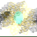 Exquisite Natural Emerald Diamond Ring In 18K Solid Yellow Gold