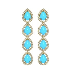 6.20 ctw Turquoise & Diamond Micro Pave Halo Earrings 10k Yellow Gold