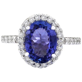 Exquisite Natural Tanzanite Diamond Ring In