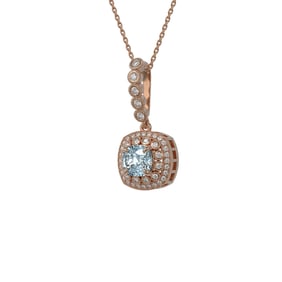 2.25 ctw Aquamarine & Diamond Victorian Necklace 14K Rose Gold