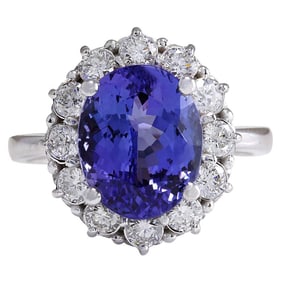Tanzanite Diamond Ring 14K White Gold