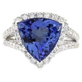 Natural Tanzanite Diamond Ring In 14K
